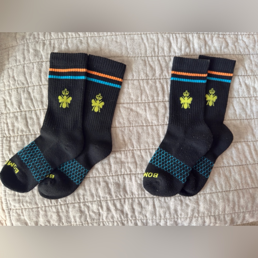 Bombas Black and Yellow Casual Socks Women Small (Size 5-8)